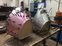 Maserati 250F dry sump tank riveted construction using buck