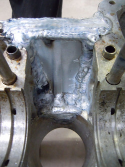 Aluminium crank case welding repair
