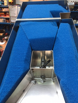 Anti explosion, anti surge foam and fuel collector with 1 way valves