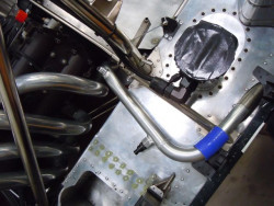 Lola - water system - pipework including engine pre-heater connectors.