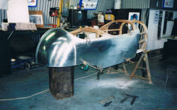 Tail and side panels welded and clamped to frame