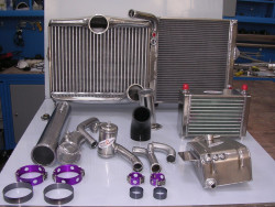 Toyota Celica intercooler, radiator, oi cooler, header tank, swirl pot & pipework inc. Wiggins Ferules