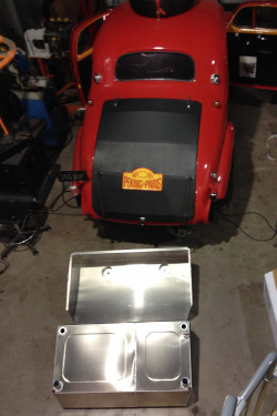 CHEVROLET FANGIO COUPE crewed by Phil Garret & Kieron Brown, winners of the 2013 Paris Peking Rally. Fuel tank & Firewall box. 2 Separate fuel tanks in case of fuel contamination on remote areas.